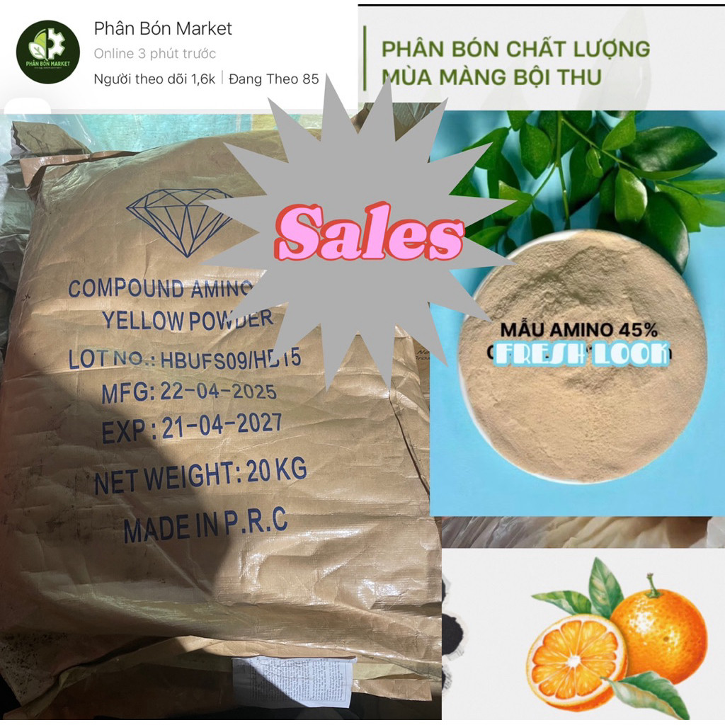 sale 20kg bao-Amino acid 45% bao kim cương cho cây trồng