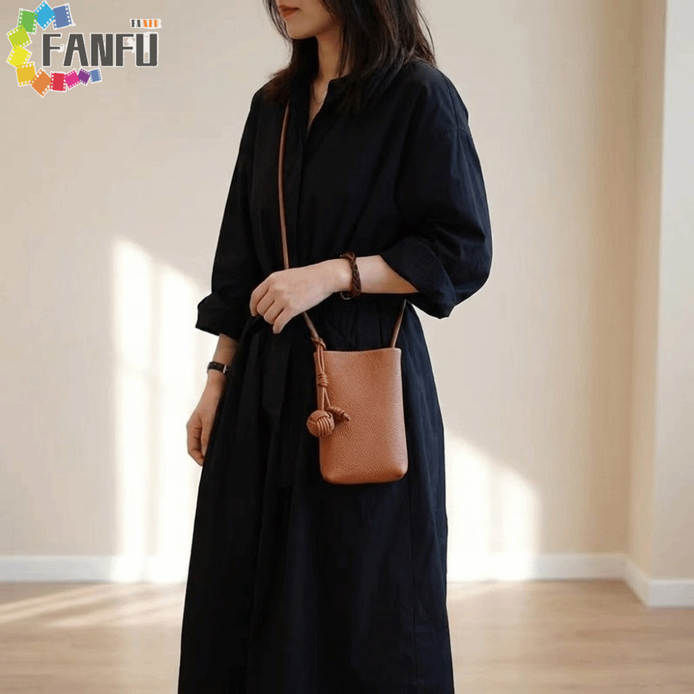 Túi đeo vai da FANFUZOUZU kèm mặt dây, túi đeo chéo điện thoại da PU, ví nhỏ đựng điện thoại xinh xắ