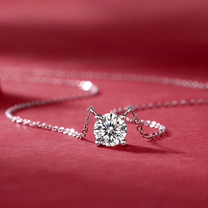 GRA Certified VVS Moissanite 1CT Đá Quý Bạc 925 Vòng Cổ Cổ Cổ Điển