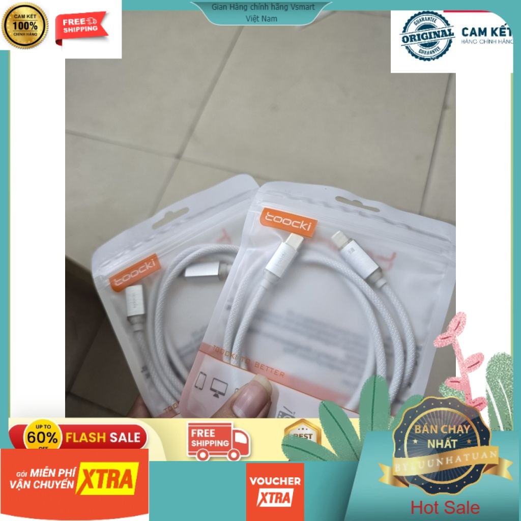 Cap sạc siêu nhanh type C to L Zin new chính hãng Toocki - bảo hành 12 tháng