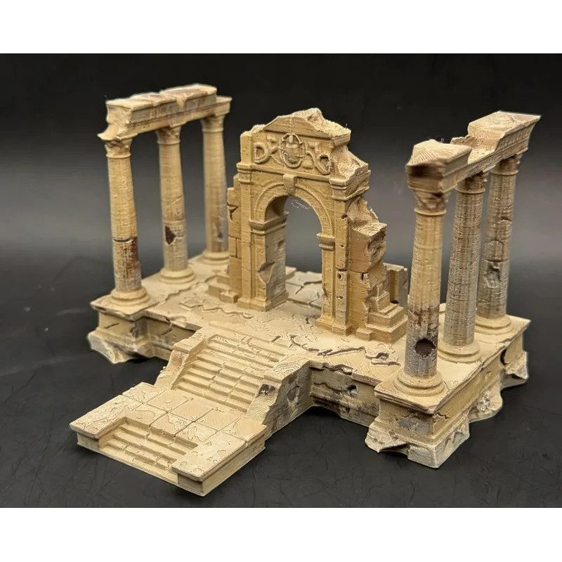 Mô hình Diorama thu nhỏ in 3D của tàn tích thất lạc của La Mã cổ đại, tàn tích trang trí cảnh nền