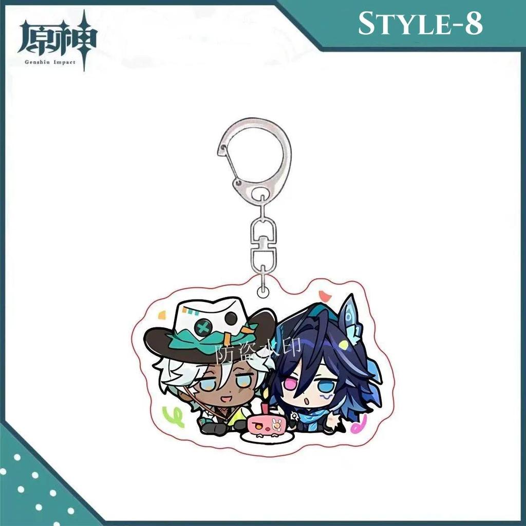 New Genshin Impact Game Cute Ifa Venti  Móc khóa Cartoon Anime Acrylic Key Ring Balo Jewelry Accesso