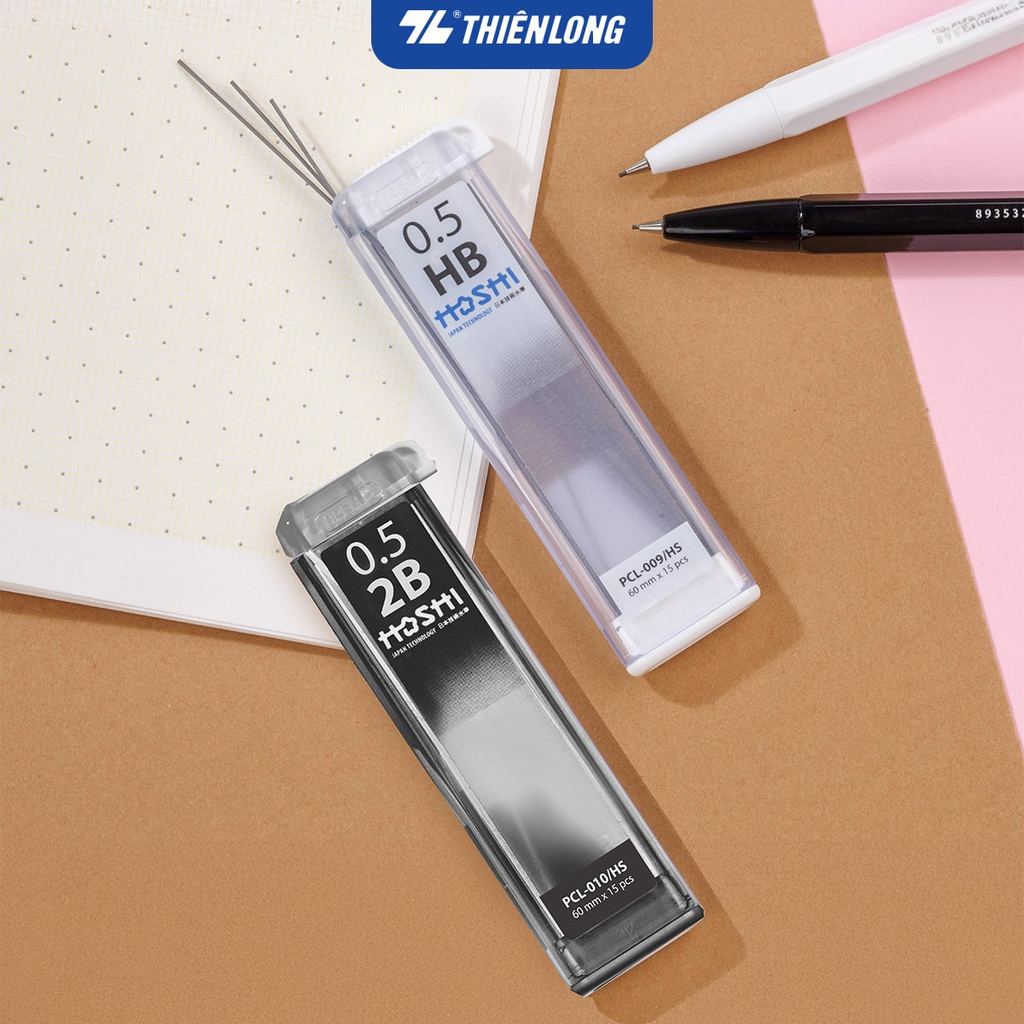 Combo 10 Min chì 0.5mm Hoshi Thiên Long - Công nghệ Nhật Bản