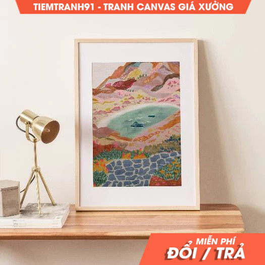 Tranh treo tường, Abstract Mountain , Colorful , Abstract Wall Art, Acrylic Art, Printable Art, tặng