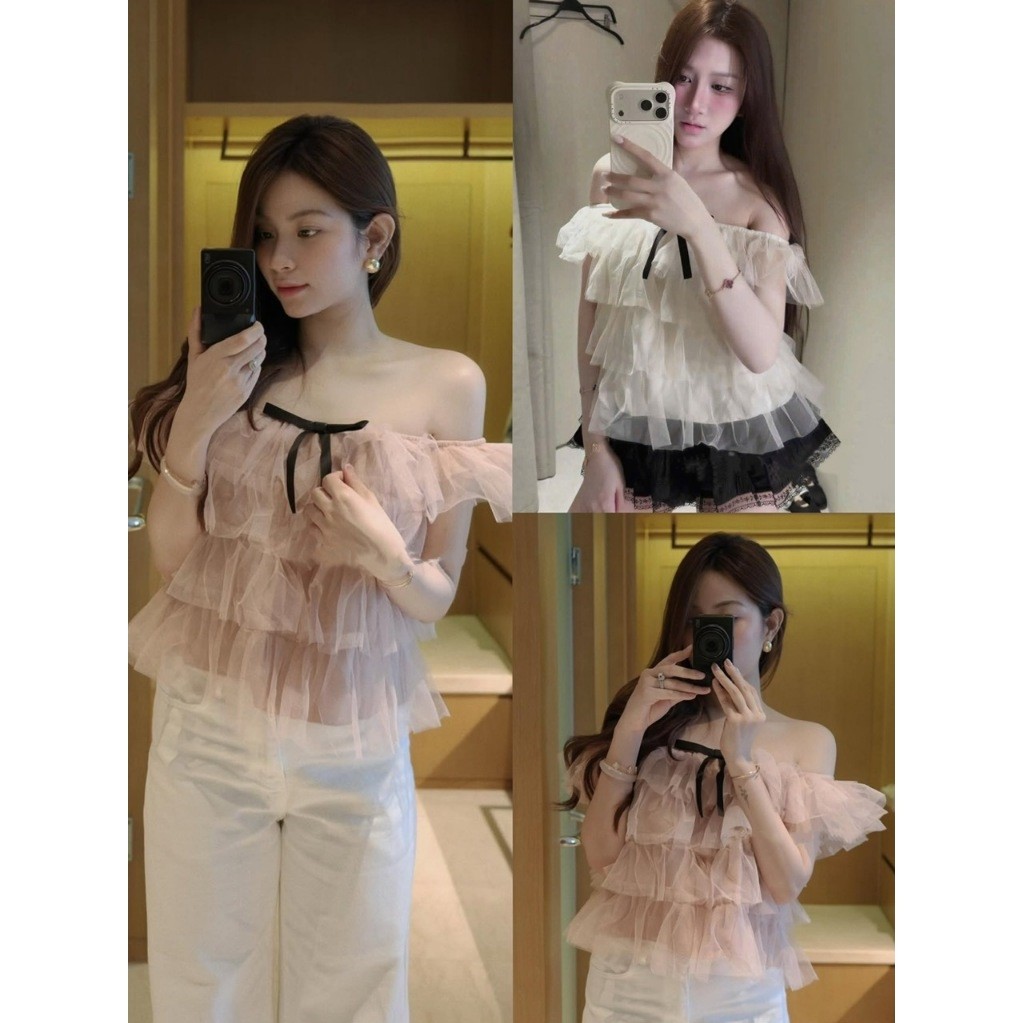 ÁO TRỄ VAI VOAN TƠ BÈO TẦNG ĐÍNH NƠ NGỰC MẶC ĐƯỢC 2 KIỀU ÁO VOAN TƠ BABYDOLL - DÀNH CHO NỮ | BigBuy360 - bigbuy360.vn