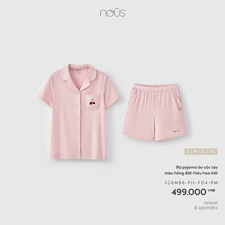 Bộ Pyjama áo cộc quần cộc Nous Mom, bộ cộc mặc nhà, bộ ngủ nữ cho mẹ sau sinh thêu họa tiết mềm mát dưới 75kg BST T5