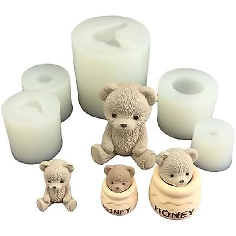Generic Bear Candle Molds,Bear Shaped Candle Molds Bear Resin Molds for DIY Candle Soap Chocolate Ca