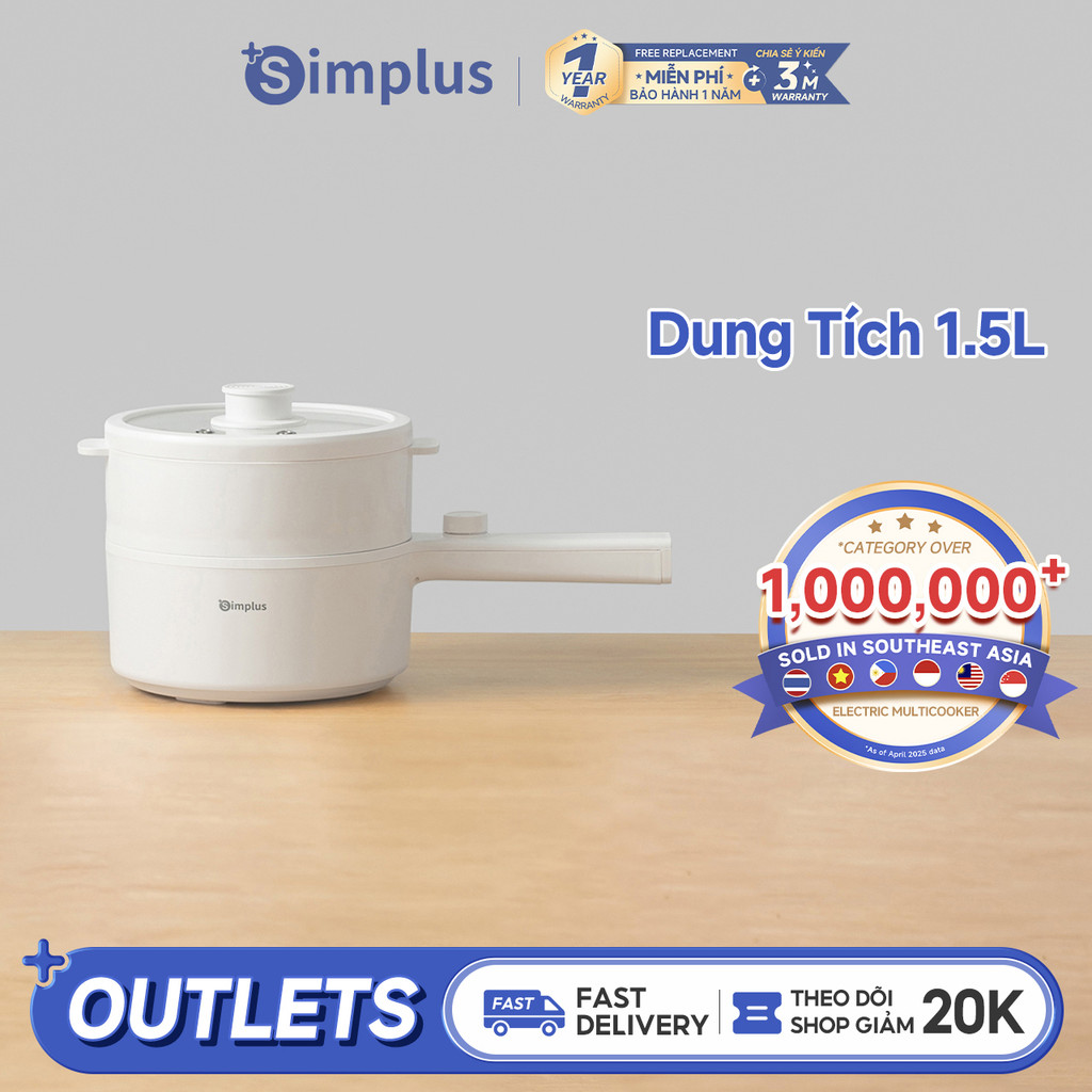 Simplus Nồi Lẩu Điện Đa Năng Công Suất 600W Dung Tích 1.5L DZGH002 - Bảo Hành 12 Tháng