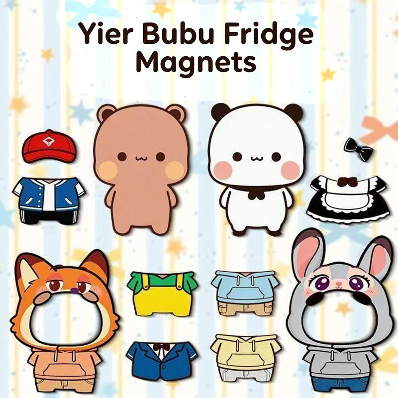 24 Chiếc Panda Yier Bubu Nam Châm Tủ Lạnh Bubu Dudu Dress-Up Series Nam Châm Tủ Lạnh Từ Tính