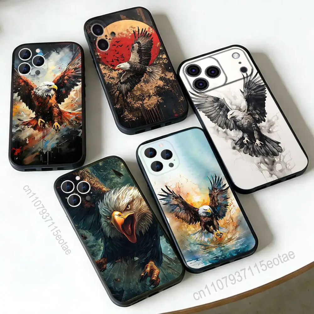 TP-1 Eagle fly Cool art Black Soft Case cho iPhone 17 13 14 15 11 16 12 Pro Max Pro Max Plus E Air M