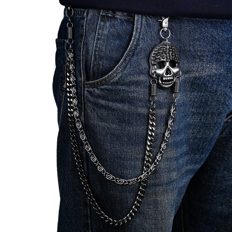 Punk Vintage Rivet Quần Chain Đàn ông Dày Chain Skull Thắt lưng Phụ kiện Thắt lưng