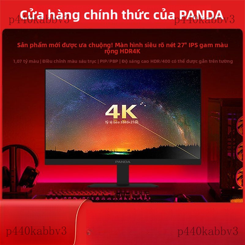 Monitor máy tính Panda Mẫu Mới27Inch4K Độ phân giải siêu cao IPS Dải màu rộng HDR400Độ sáng10bit Màn