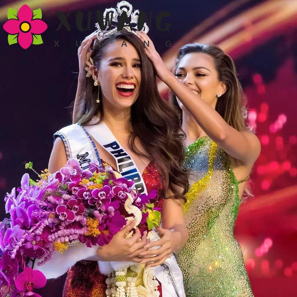 XUWANG Crowns Peacock Feather Tiaras Mũ đội đầu nhẹ Miss Universe