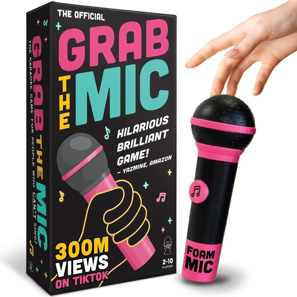 LuckyEggOfficialGrabTheMic – FamilyKaraokeBoardGamew / Mic, 8 tuổi trở lên, 2-10 người chơi-Trò chơi