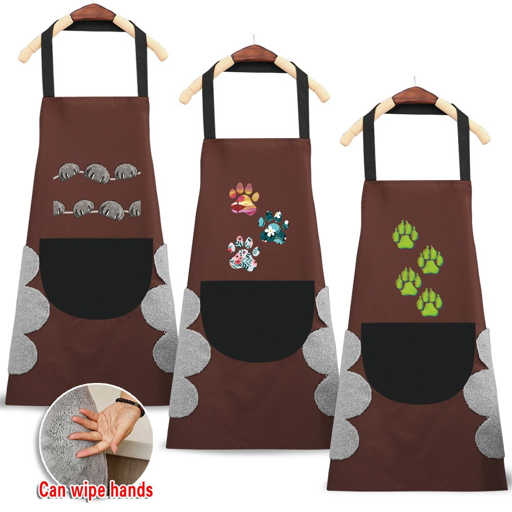Apron Kitchen Apron Fashion Chef Apron  With Pocket Water Proof Footprints Series