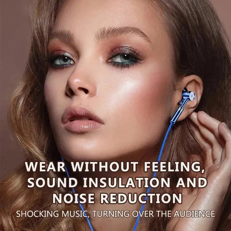 ToKerNew Metallic Wired Earbuds 3.5mm/Type-C Port Gaming Sports Wired Headphones In-Ear Earphones wi