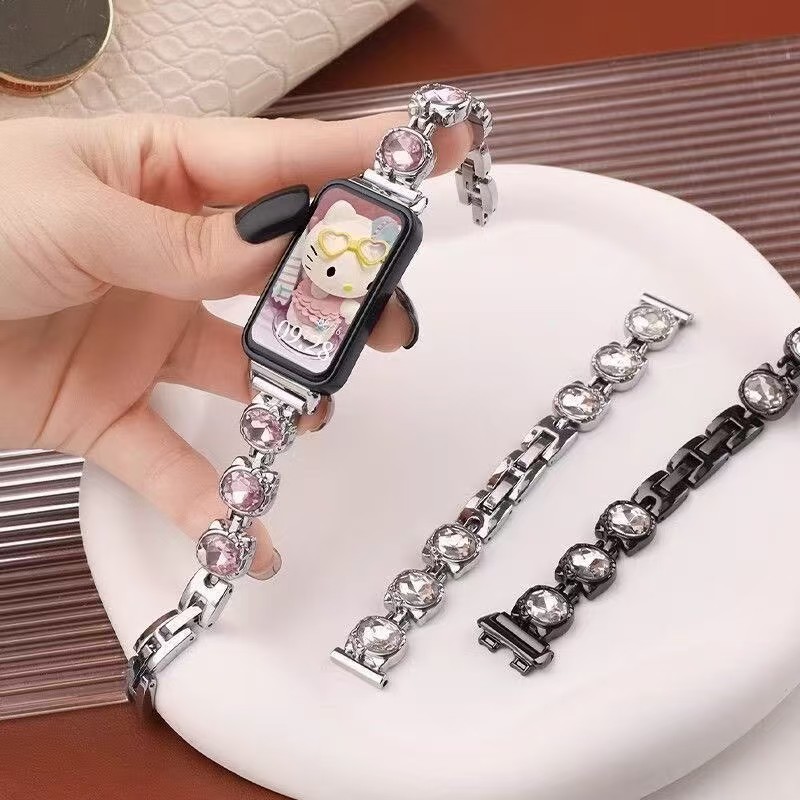 Hello Kitty Flash Diamond Thích hợp cho dây đeo 10NFC9 9pro Redmi Light Luxury fit4 Dây đeo cổ tay 2