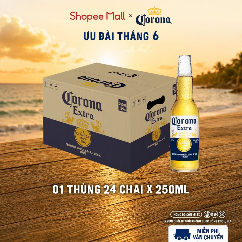 [MỚI] Thùng 24 chai Bia Corona Extra nhập khẩu (250ml/chai)