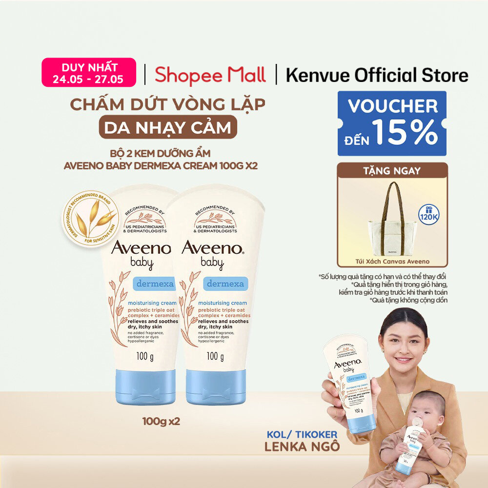 Combo 2 Kem dưỡng ẩm Aveeno Baby Dermexa Cream 100g