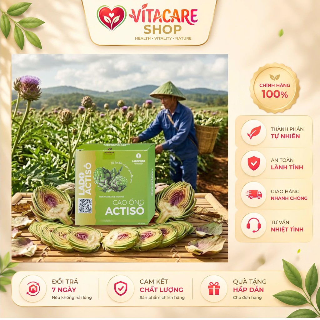 [COMBO 50 ỐNG] Ladophar Lado Actiso Cao Ống Actiso hộp 10 ống – TIỆN UỐNG, THANH MÁT