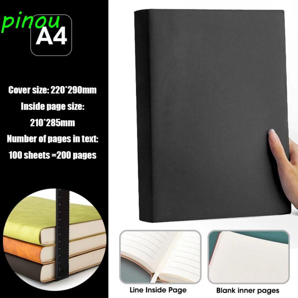 Sổ tay dày DÀIQIYING A4, 200 trang PU Cover Sổ tay lớn, Dòng Notepad họp A4 / Dòng ngang lớn trống N