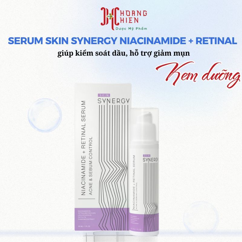 (Công ty) Serum Skin Synergy Niacinamide + Retinal giúp kiểm soát dầu, hỗ trợ giảm mụn 30ml