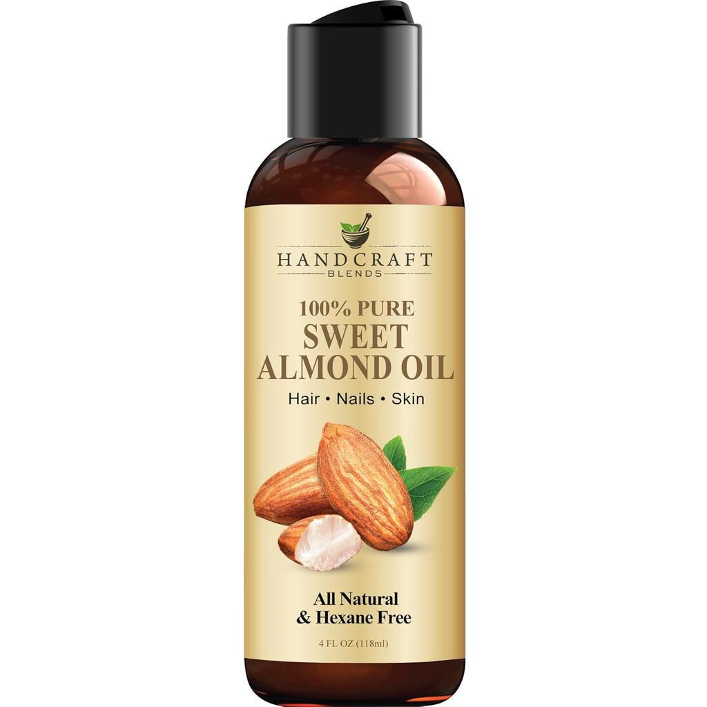 HandmadeBlendsAlmondOil-4FlOz-100% Pureand-PremiumGradeCarrierOilforandHair-HairandBody-Massage-Hexa
