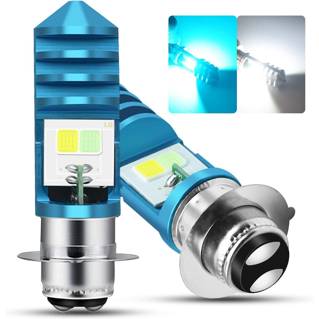 2 Bóng đèn LED ATV 9-48V, Bóng đèn LED chùm thấp màu xanh băng cao màu trắng H6M P15D cho hoặc xe má