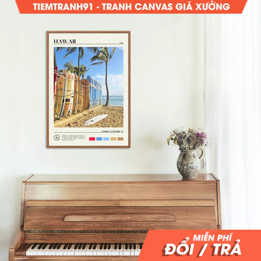 Tranh treo tường, Oil Paint, Hawaii Wall Art, Hawaii Poster, Hawaii Photo, Hawaii Wall Decor, Hawaii