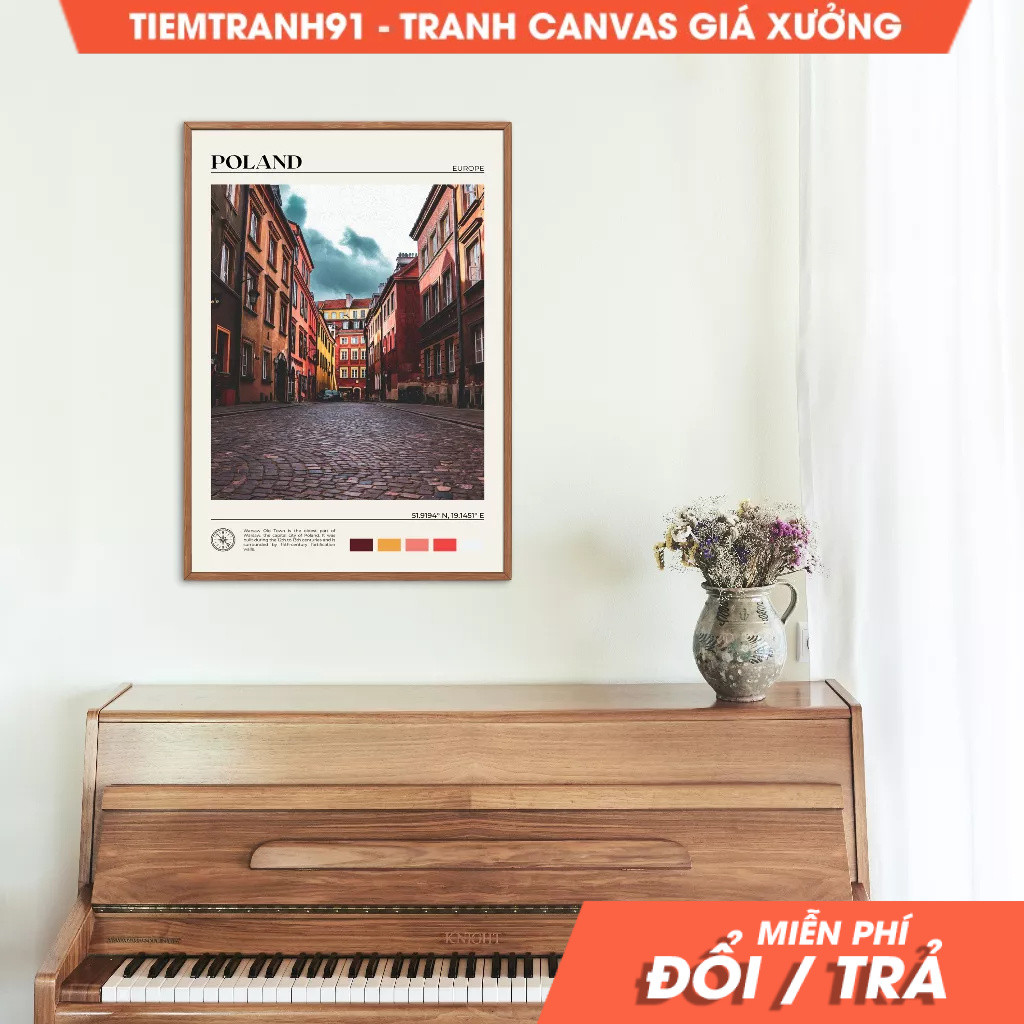Tranh treo tường, Oil Paint, Poland Wall Art, Poland Poster, Poland Photo, Poland Wall Decor, Warsaw