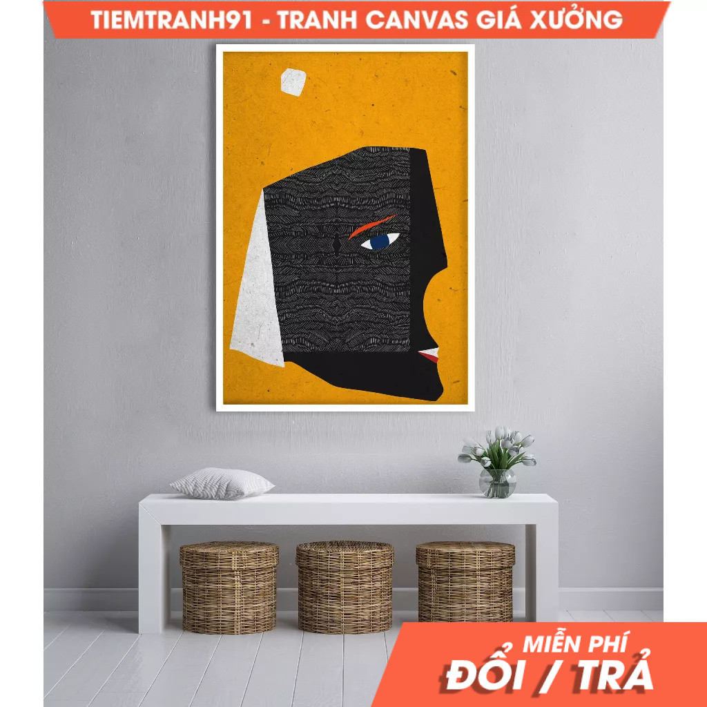 Tranh treo tường, Abstract African Man Portrait, Afro Motive Conceptual Art, Modern Afro Wall, Afro 