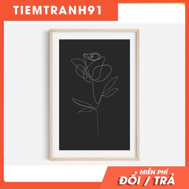 Tranh treo tường | Line art-Fine Line Flower Print, flower line art 65 , tranh canvas giá rẻ