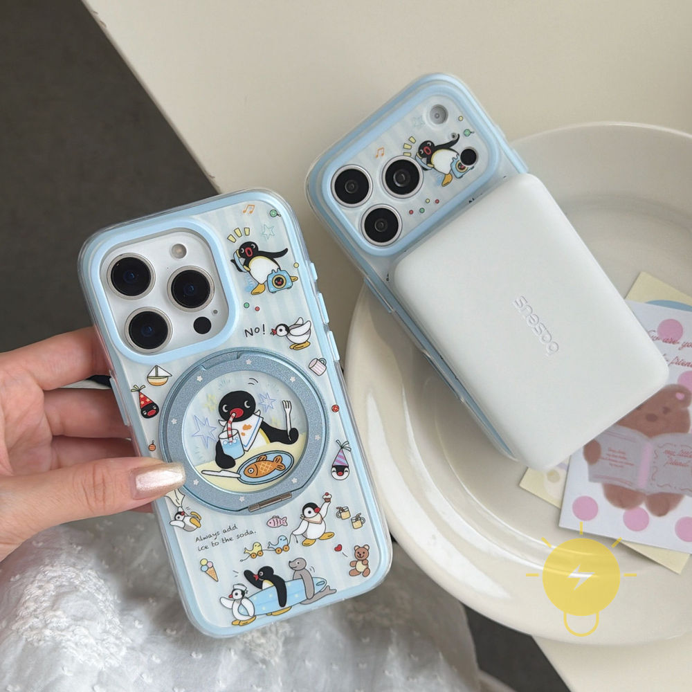 Phone Case For iPhone 17 Pro Max 16 15 TPU Magnetic Penguin Goose Aesthetic Korean Cute
