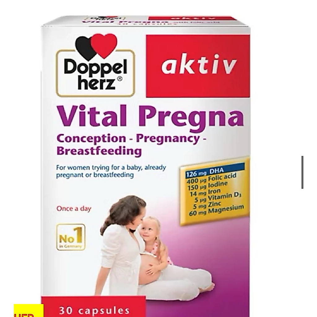 Doppelherz Vital Pregna (hộp 30 viên)- Vitamin Tổng Hợp Cho Bà Bầu, DHA Bầu, Acid Folic, Sắt