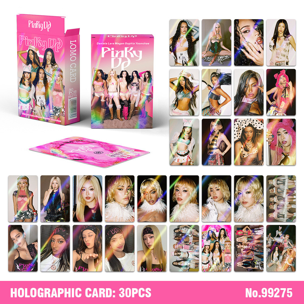 KATSEYE PINKY UP Laser Photocard Lomo Card Bưu thiếp 30 cái / hộp