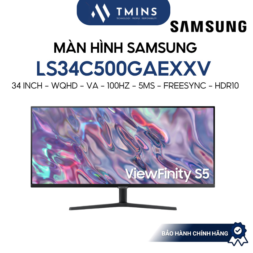 Màn Hình SAMSUNG ViewFinity S5 S50GC LS34C500GAEXXV 34 inch/WQHD/VA/100Hz/5ms - Bảo hành Chính Hãng