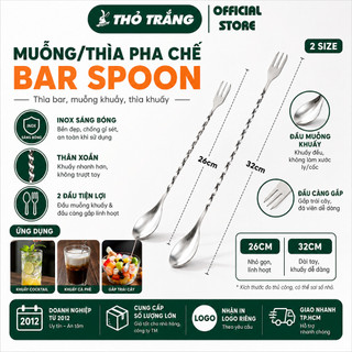 Muỗng/Thìa pha chế bar spoon 26cm hoặc 32cm (thìa bar, muỗng khuấy, thìa khuấy)