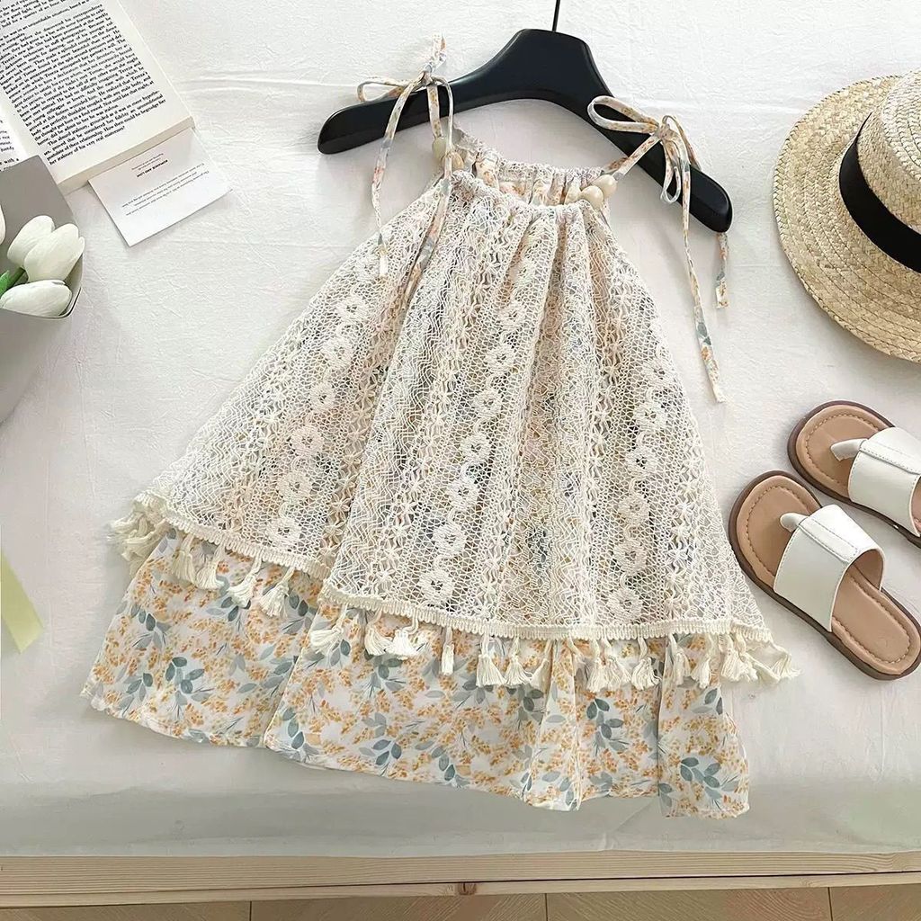 Đầm Sling Bé Gái Bé Gái Mùa Hè Bohemian Dress P Girl Sling Dress 26.6.10