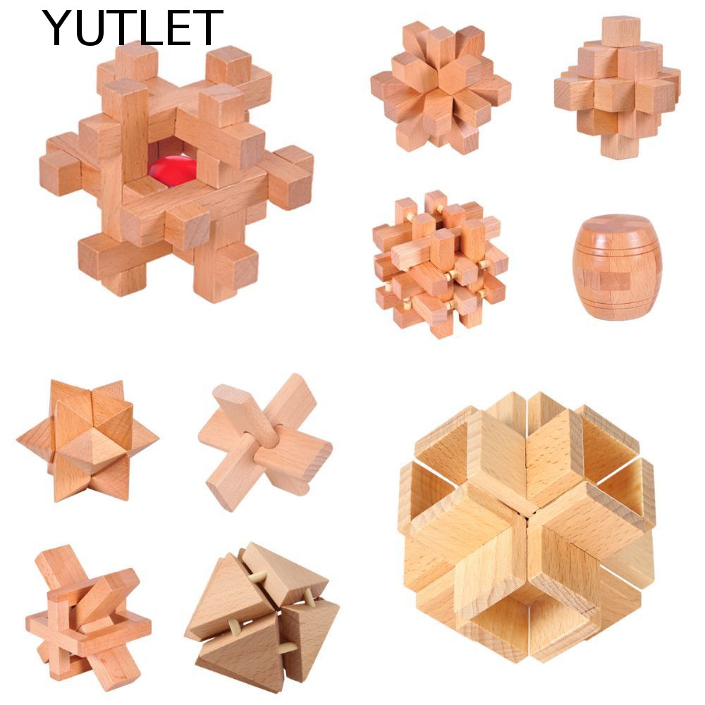 Đồ chơi Montessori YUTLET, Câu đố Kongming vui nhộn bằng gỗ, Câu đố cao cấp cổ điển 3D Câu đố bằng g