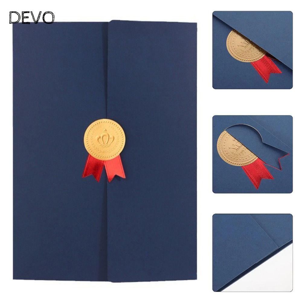 DEVO Diploma Cover, Gilding Process Paper Envelope Award Giá đỡ chứng chỉ, Trang ba lần Thư mục tran
