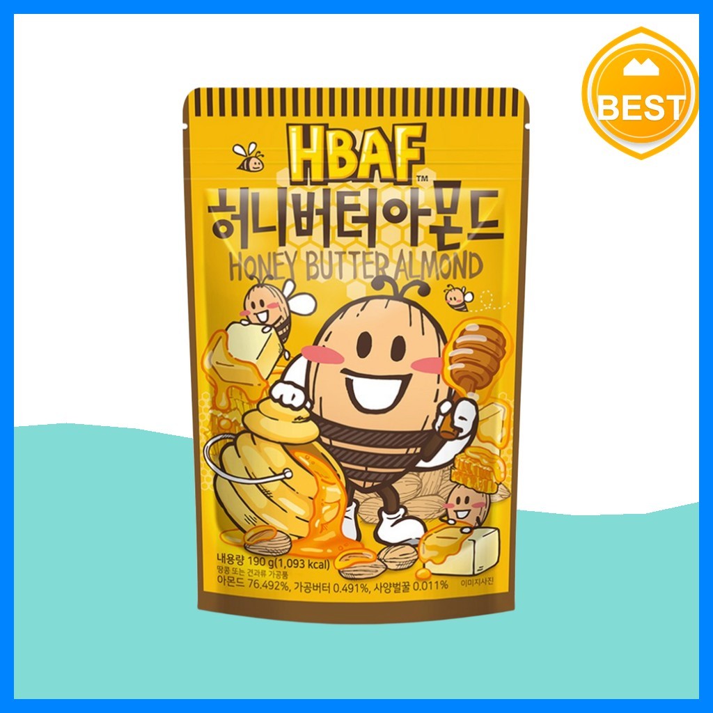 [hbaf] Hạnh nhân bơ mật ong, 190g, 1 cái / Hạnh nhân bơ mật ong Hàn Quốc / Đồ ăn nhẹ ngọt ngào / Chí