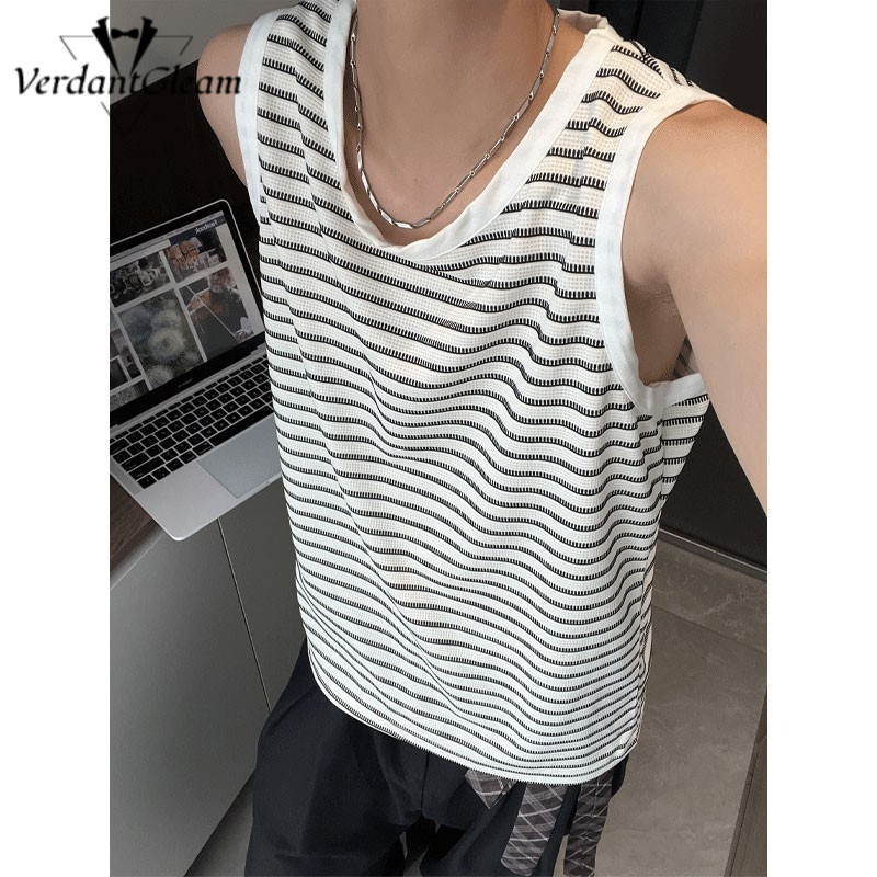 VG Phong Cách Mỹ Vintage Sọc Áo Vest Không Tay Rời Thiết Kế Thoáng Khí Sense Niche High Sense Top