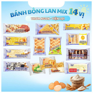 Bánh XBAIC Bông Lan Mix 14 Vị Bánh Mềm Xốp Nhân Chà Bông Phô Mai HSD 6 Tháng