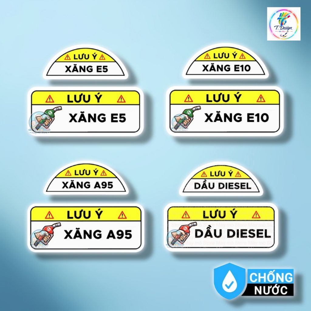 Tem Dán Nắp Xăng E5 E10 A95/Dầu Diesel - Decal Chống Nước Ô Tô Từ Mày Mò Store