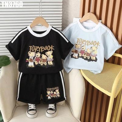Set Bộ Quần Áo Bé Trai Cộc Tay Thể Thao In Hình Gia Đình Gấu TORYBOOK Năng Động MINTSCLOSET TN3760