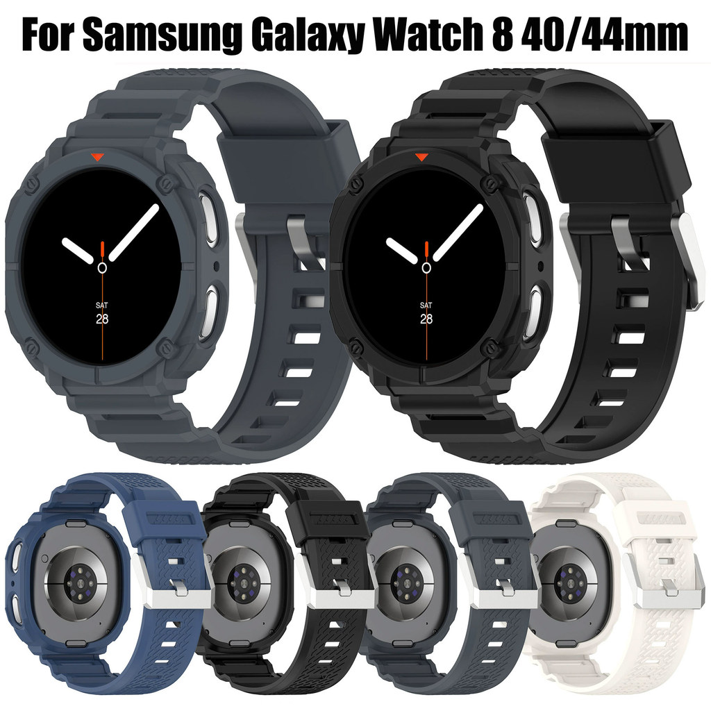 Dây đeo silicon thể thao + Vỏ cho Samsung Galaxy Watch 8 44mm 40mm Đồng hồ thông minh Silicon mềm ch
