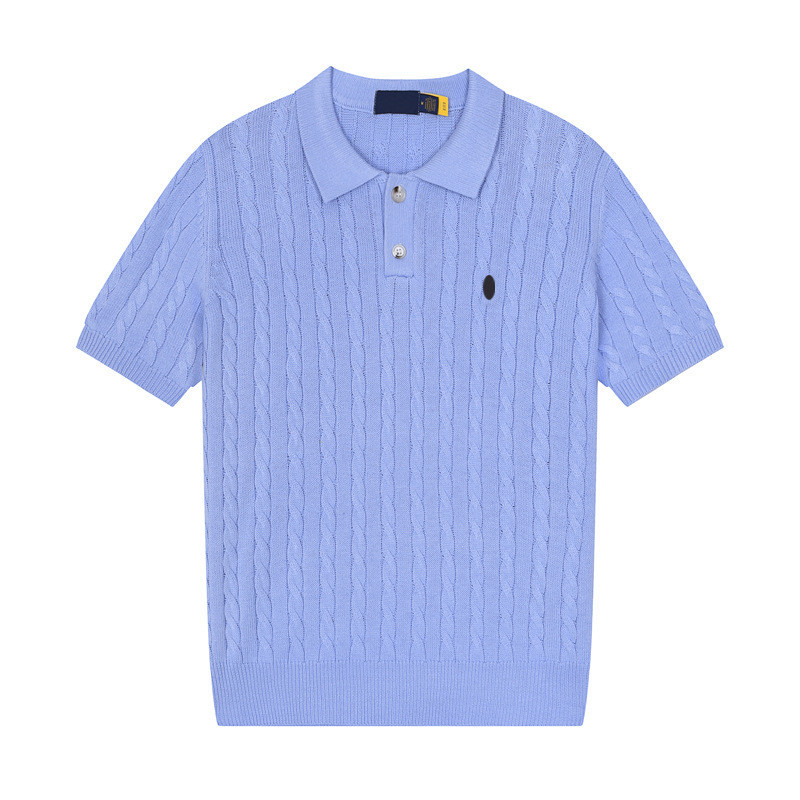 1TXC 2026New Old Money Style RL Summer twisted cable knit short-sleeve sweater with turn-down collar