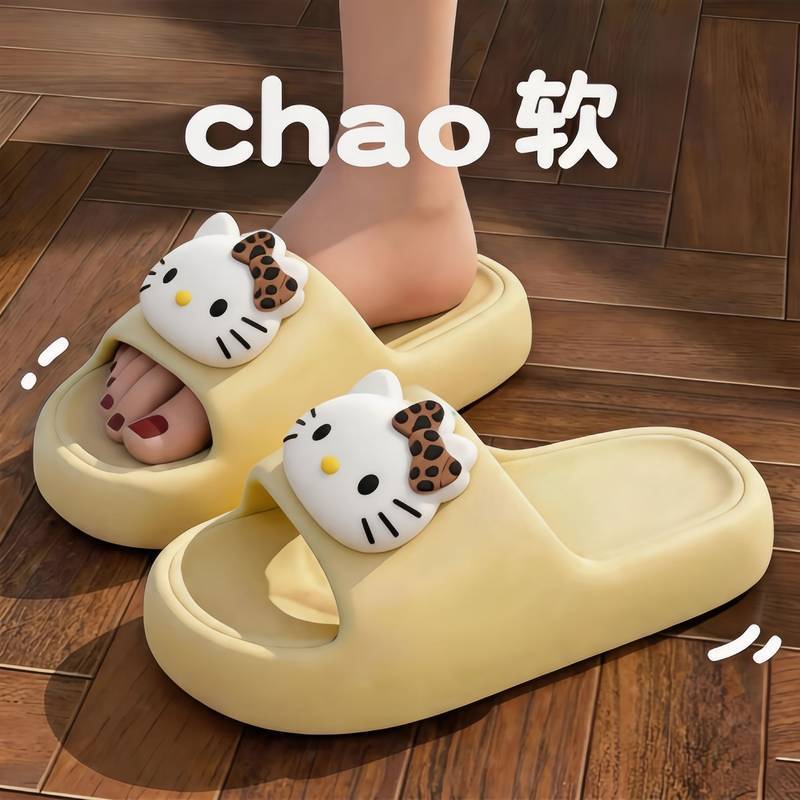 Cute Cartoon Hello Kitty Women's Slippers Summer Eva Soft Bottom Non-Slip Deodorant Girl's Cool Slip