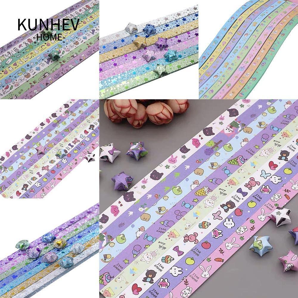 KUNHEV Star Origami Paper, Art Craft Dải giấy ngôi sao một mặt, DIY Ngôi sao may mắn Phim hoạt hình 