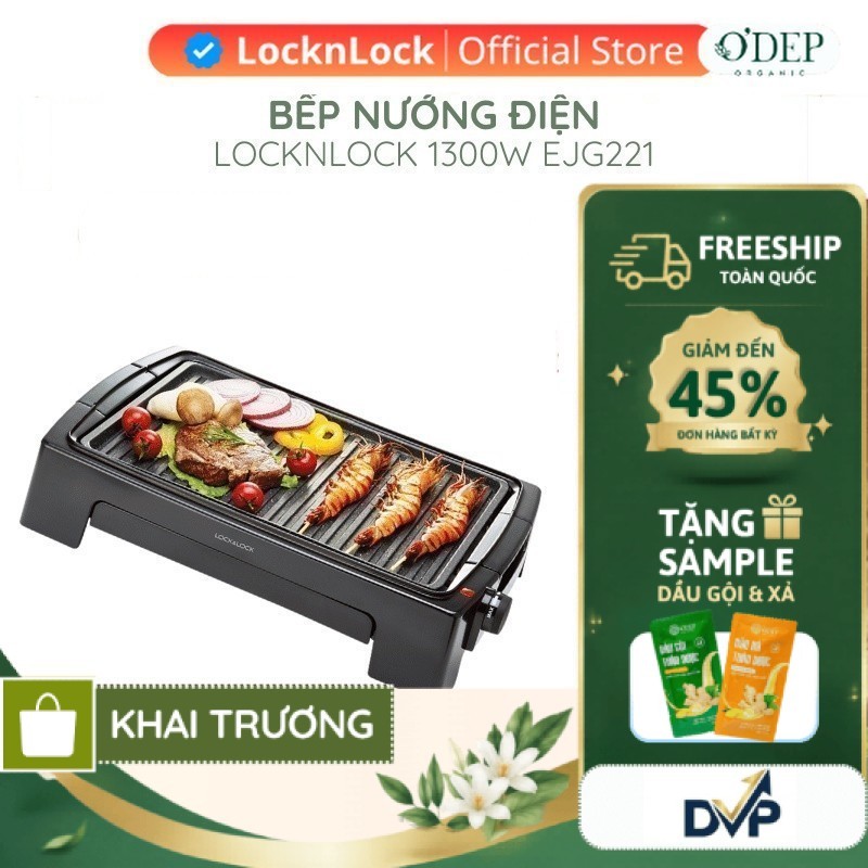 Bếp nướng điện LocknLock EJG221 1300W Chính hãng, làm nóng nhanh, có hộc đựng dầu - SHOP DVP